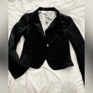 VintageY2K Black Floral Embossed Bebe Jacket